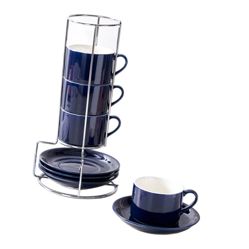 Flexible 8OZ ceramics Coffee Cup and Dish Group Suitable-Gray