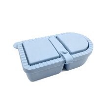 Food Grade Silicone Double Compartment Snacks Box-gray blue