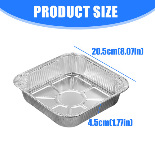 100Pcs Square Shape Baking Pans 8Inch Aluminum Foil Pans Cooking 2