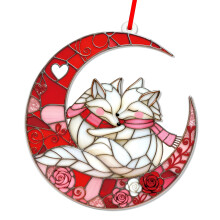 Uniek hangend ornament met vossen en maanthema voor Valentijn of