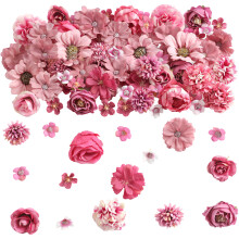 Lot de 50 capitules miniatures artificielles-Couleur rose rouge