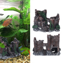 Lifelike Aquarium Castle Decoration, Resin Fish Tank Hideout 19cm
