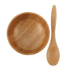 Bamboo Mixing Bowl Set with Spoon for DIY Face Mask and Skincare, AntiSlip Base Natural