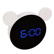 Mirrored Digital Alarm Clock for Kids – Blue LED, Night Mode, Snooze
