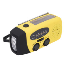 Notfall-Solarradio mit Powerbank 600mAh, 3 LED, SOS-Alarm, 128x60x40mm Gelb