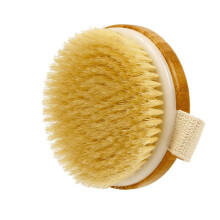 4.3 Inch Round Bamboo Dry Body Brush with Natural Exfoliating Bristles, Dual Dry‑Wet Use, Gentle Massage for Cellulite Detox