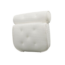 Bath Pillow with Ergonomic Neck Support, Breathable 4D Air Mesh and Strong Suction Cups – White