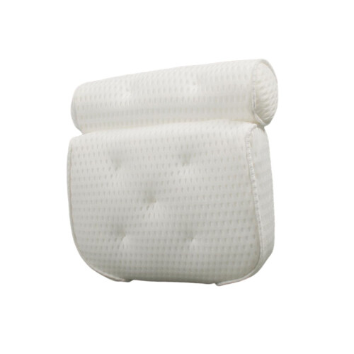 Bath Pillow with Ergonomic Neck Support, Breathable 4D Air Mesh and Strong Suction Cups – White