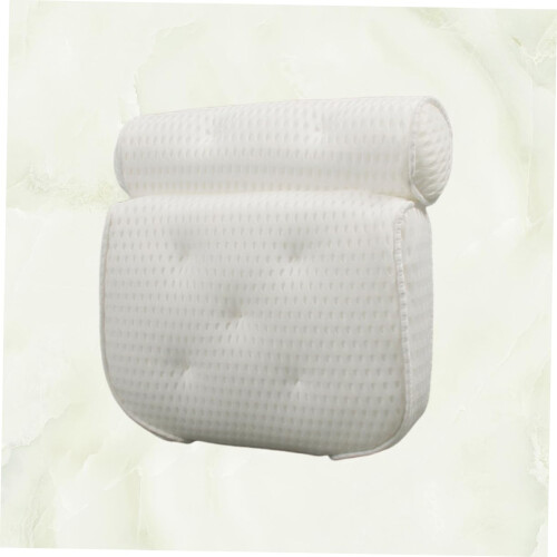 Bath Pillow with Ergonomic Neck Support, Breathable 4D Air Mesh and Strong Suction Cups – White 1