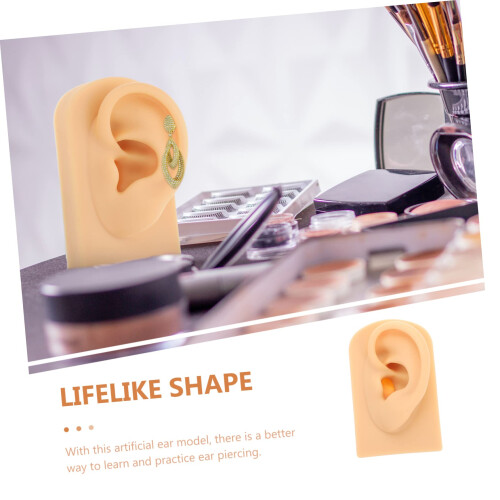 Silicone Ear Model for Piercing Practice, Realistic Reusable Training Ear for Jewelry Display 2
