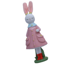 Seasonal Rabbit Sculpture Durable Resin Accessory Seasonal-Pink