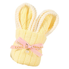 Long Eared Rabbit Themed Hand Towel With Thick Fabric-Yellow