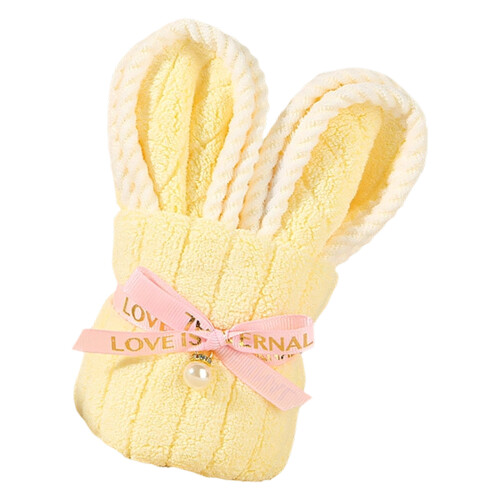 Long Eared Rabbit Themed Hand Towel With Thick Fabric-Yellow
