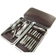 Manicure Pedicure Set with Precision Nail Clipper, Brown Leather Travel Nail Grooming Kit, Style 2