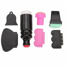 7pcs Silicone Nail Art Stamper and Scraper Set with Precision Control for Manicure Designs