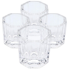 Acrylic Nail Dappen Dish Set of 5, Durable Crystal Glass Octagon Design, Easy Clean Reusable