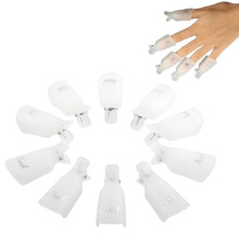 Nail Polish Remover Clips 10pcs White Reusable Gel Soak Off Caps for Fast Mess Removal