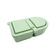 Food Grade Siliconen Dubbel Compartiment Snacks Box-donkergroen