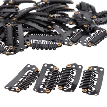 40Pcs Ushape Hair Extension Clips with Rubber Grip, 6 Teeth Metal Snap Clips for Wigs and Styling