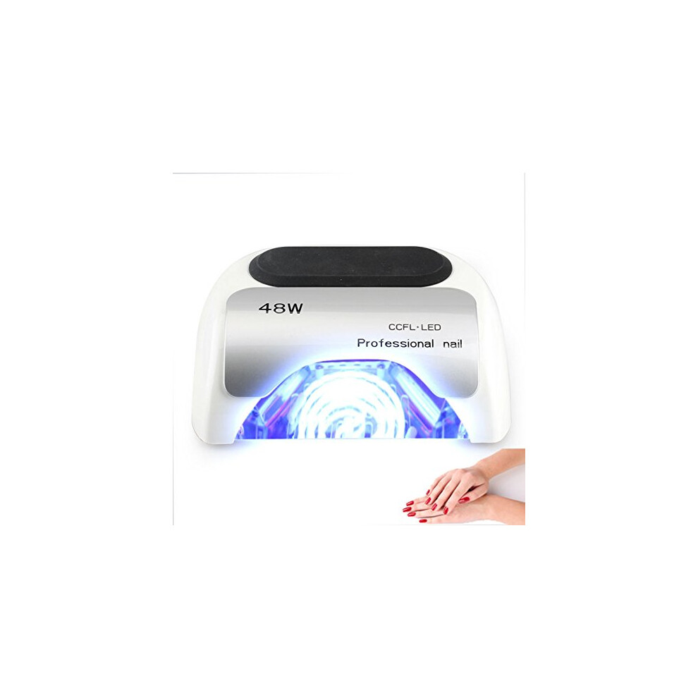 White 48W Uv Led Nail Lamp For Gel Polish, Professional Nail Dryer With Timer Sensor And Fast Curing Performance (White)