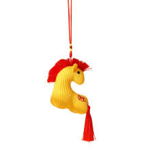 Corduroy en katoen Zodiacs paardenornament voor 2026-Geel
