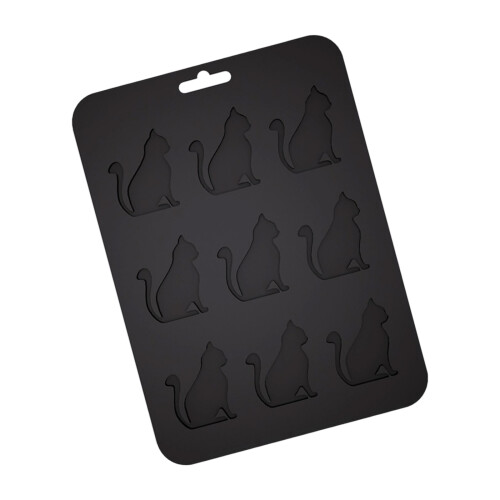 Flexible Tray Cats Shape Handmade Ice Cubes Molds-Black