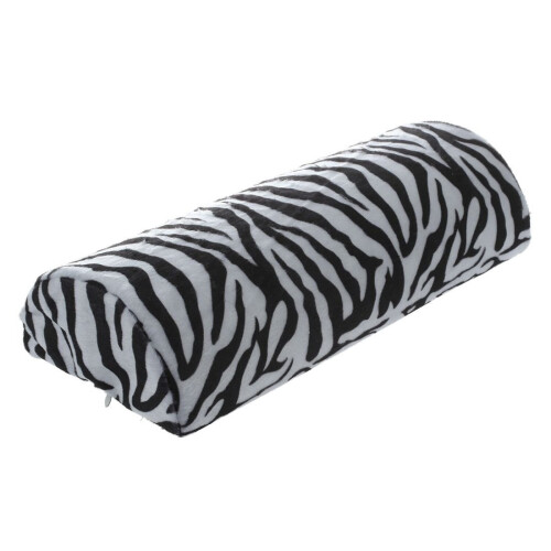 Zebra Stripe Nail Art Hand Rest Pillow with Ergonomic Half Column Design and Comfortable Wrist Support