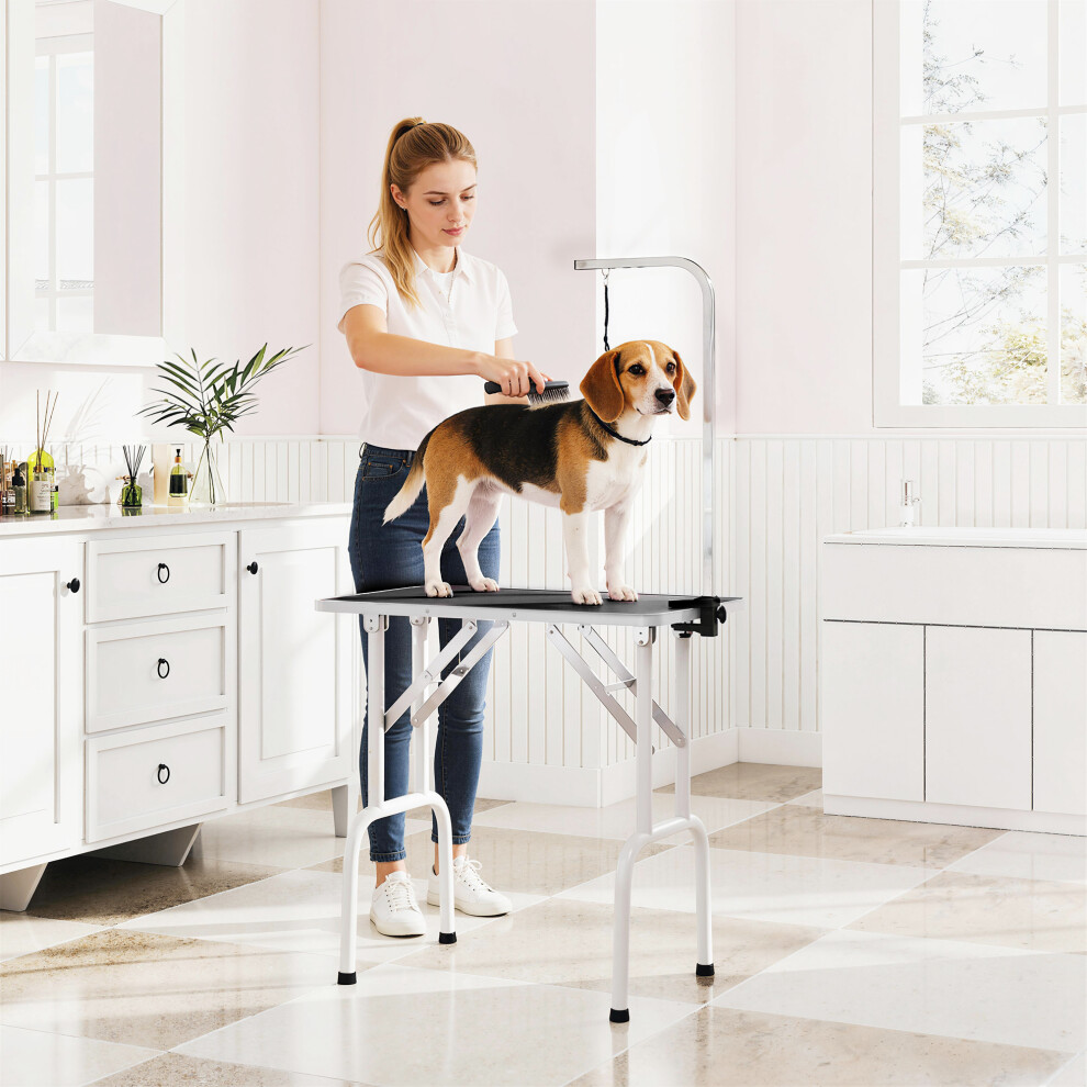 Pawhut Foldable Dog Grooming Table Adjustable Arm For Small Dogs 81X49x80 Cm
