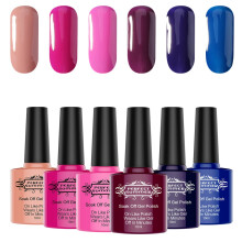 Gel Nail Polish Set 6 Colors Longwearing Glossy UV LED Soak Off Gel Polish Kit, Low Odor Formula