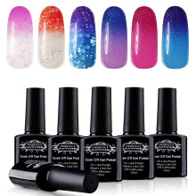 Color Changing Gel Nail Polish Set 6 Colors Temperature Activated UV LED Soak Off Long Lasting Gloss Finish 10ml