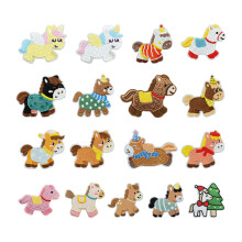 17Pcs Adhesive Fabric Patches With Horse Designs For Cellphone