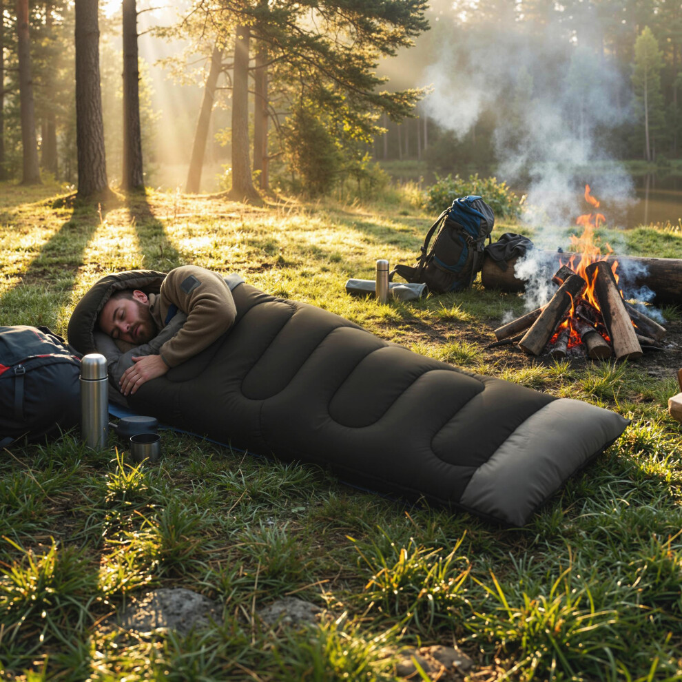 New Outsunny Sleeping Bag For Adults, Lightweight & Compact Sleeping Bag, Black