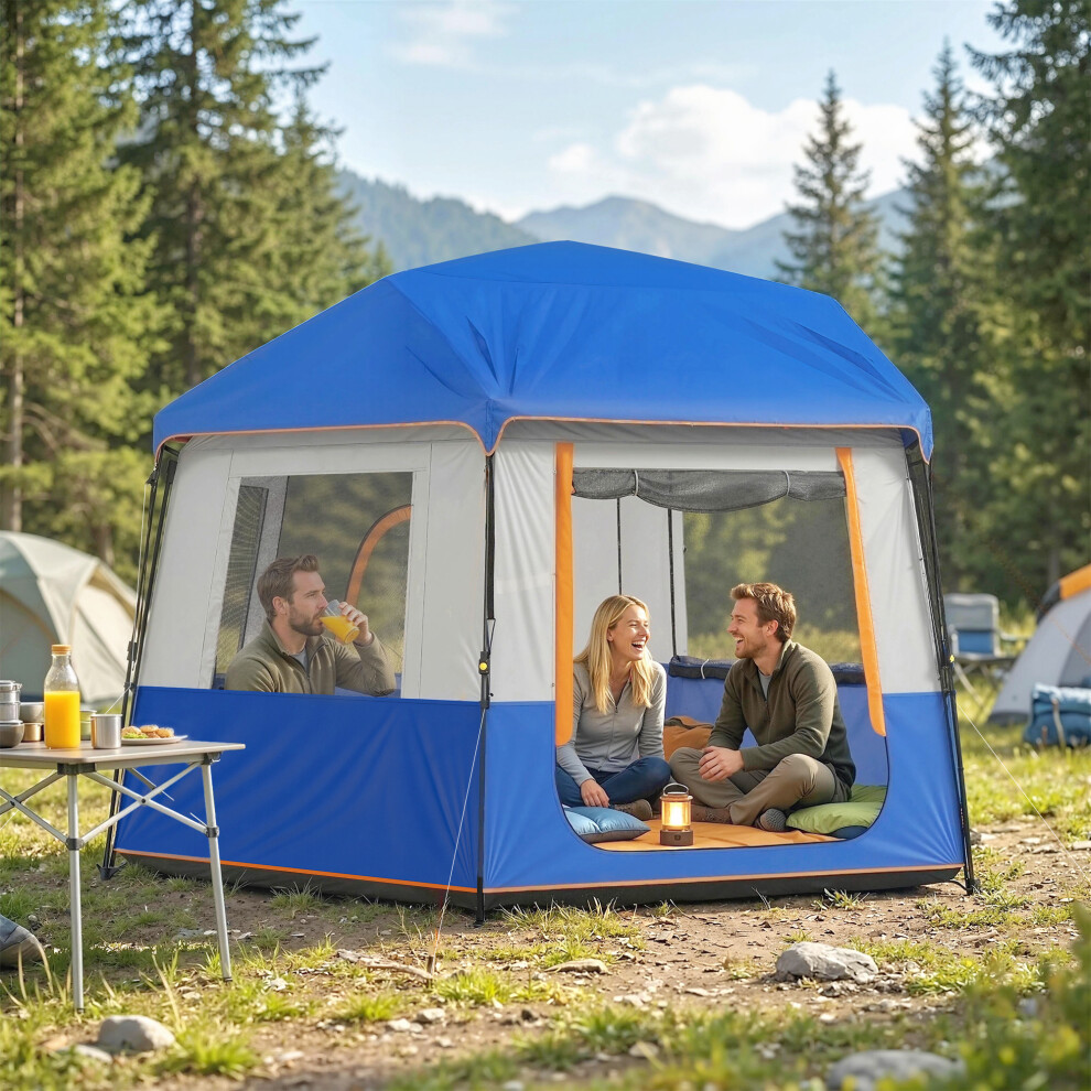 Outsunny Camping Tent 3000Mm Waterproof 4-6 Person, Blue