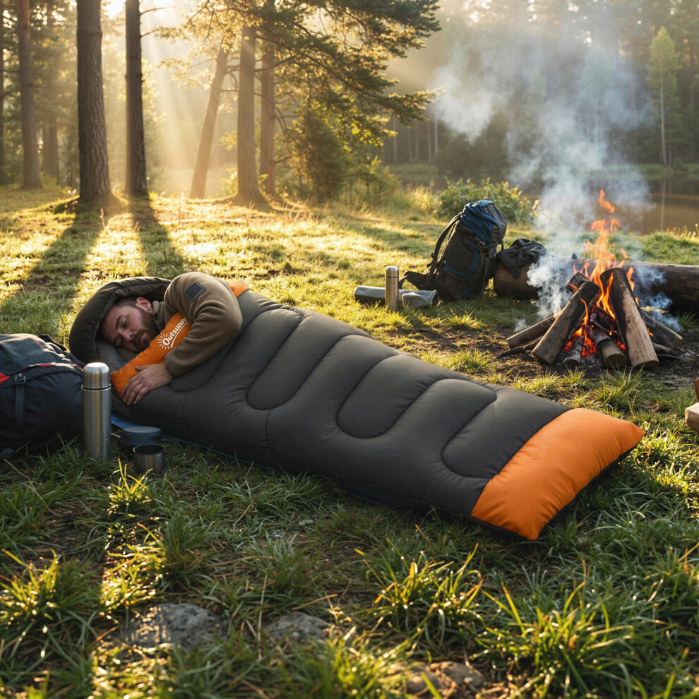 New Outsunny Sleeping Bag For Adults, Lightweight & Compact Sleeping Bag, Grey