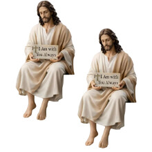 Sitting Christ Miniature Figurine Detailed Hand Painted-B 2pcs