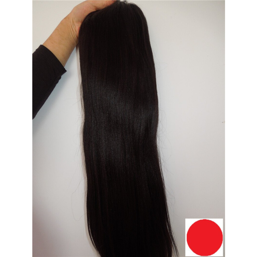 Unisex Black 18 Inch Yaki Straight Indian Virgin Remy Human Hair Wig 1B Off For African American Women