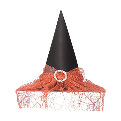Scary Halloween Witch Hat with Mesh Decor – One Size Fits All 2