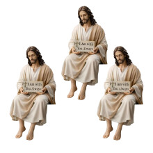 Handgeschilderde hars Christus standbeeld bureau-B 3 stuks