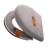 Furry Toilet Seat and Lid Cover Plush Fiber Simple Handle-grey