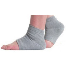Gel Heel Socks with Soft Moisturizing Gel Pads for Cracked Heels and Nighttime Toe Alignment Pain Relief (Gray, Medium)