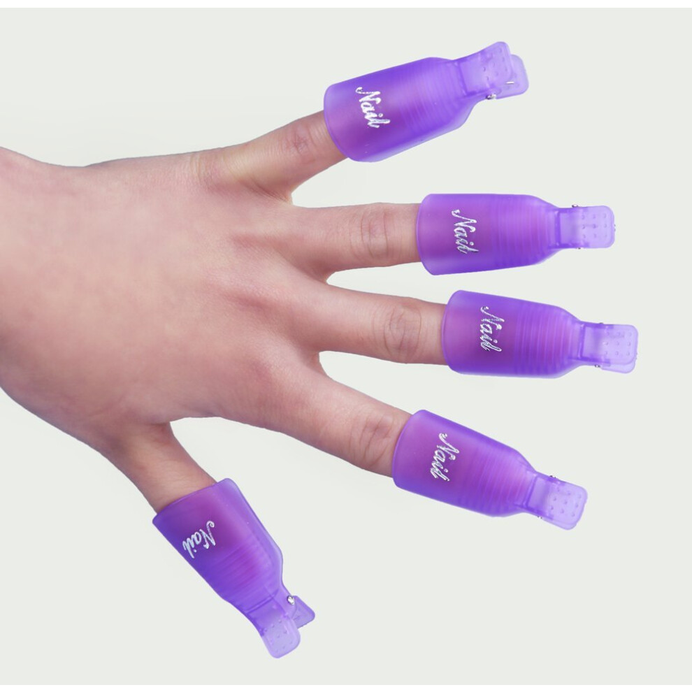 Reusable Nail Polish Remover Clip Caps 10pcs for UV Gel and Acrylic Nails Hands Soak Faster Removal