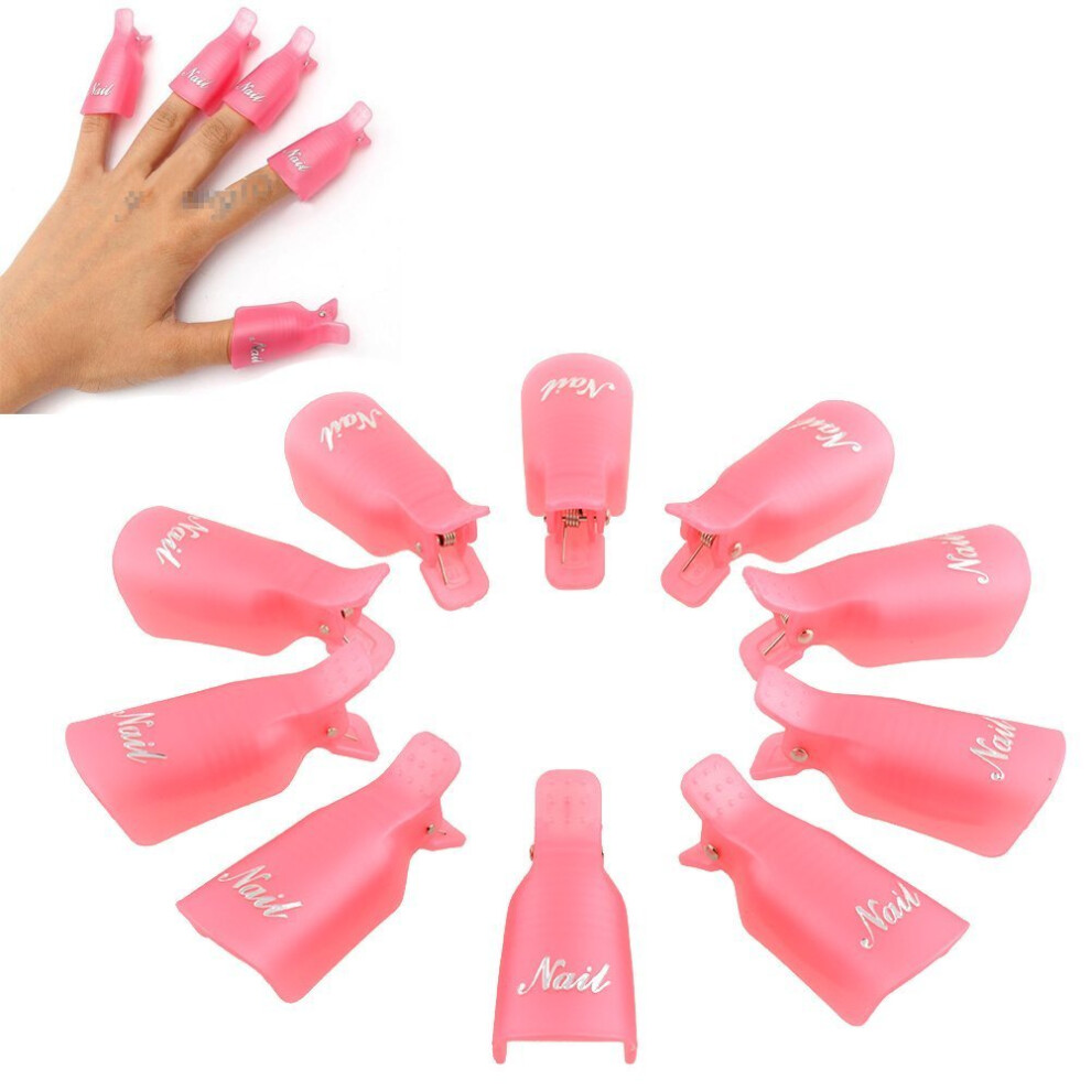 Pink Nail Soak Off Clips Set With Secure Hold Design For Gel Polish Removal Â 10Pcs Reusable