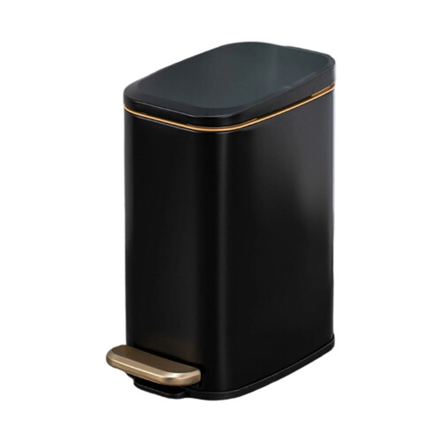 Modern Rectangular Waste Bin 6L Pedal Trash Can-matte black