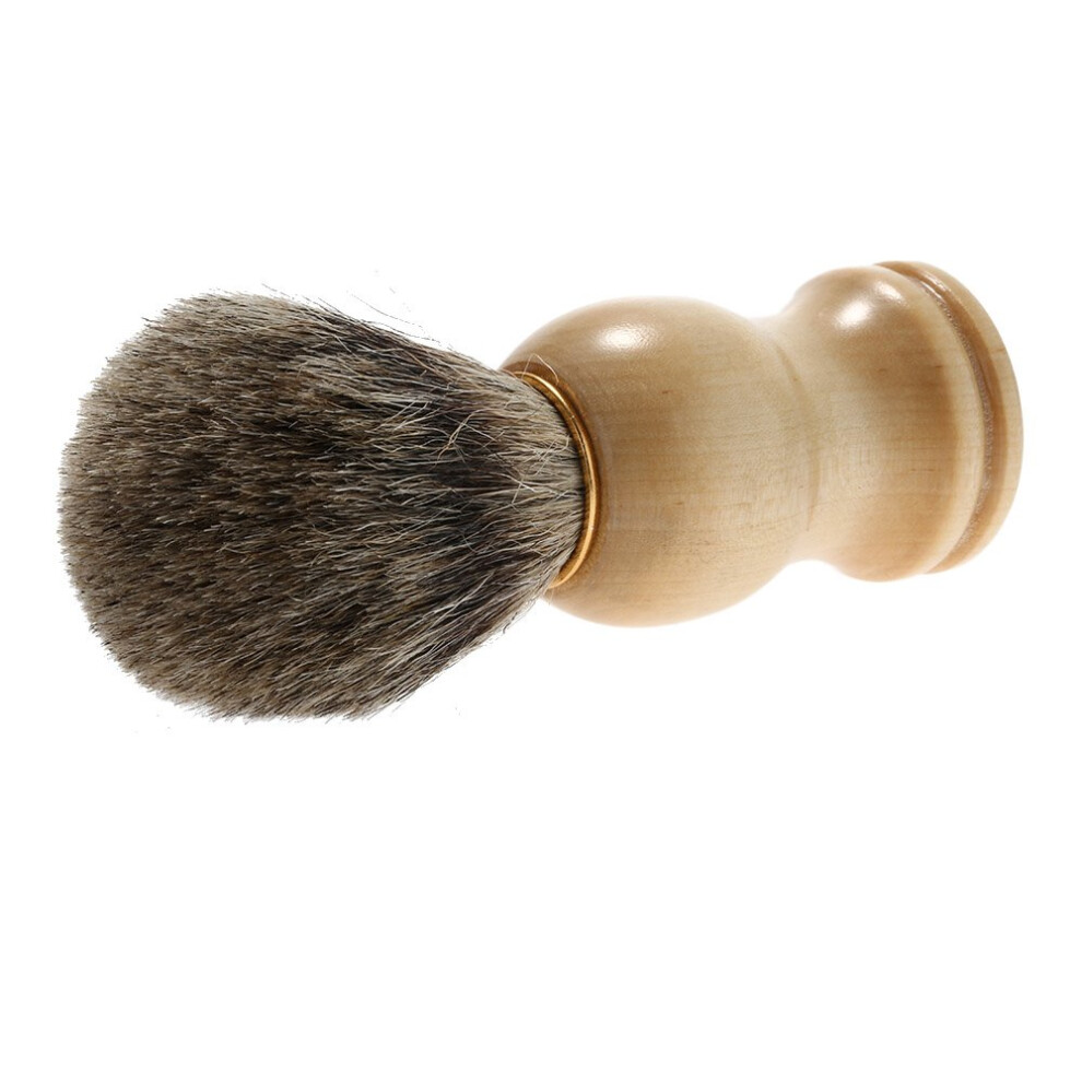 Natural Badger Hair Shaving Brush for Men with Wooden Handle, Travel Size Beard Exfoliating Brush