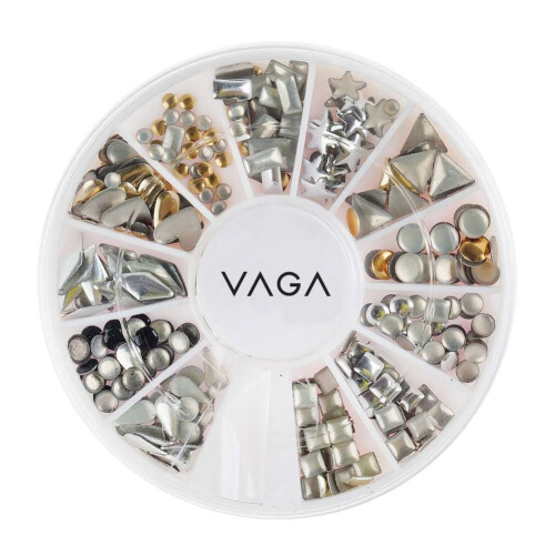 Nail Art Kit with 12Shape 3D Gold and Silver Metal Studs and 10Size Precision Dotting Tools 2