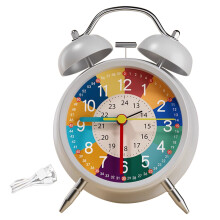 (E) Teaching Clock – Silent Battery-Powered with Colored Dial & Backlight, Perfect for Bedroom or Desktop Decor