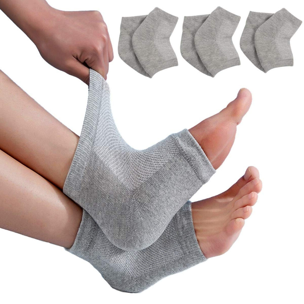 Moisturizing Gel Heel Socks (3 Pairs) for Cracked Heel , Deep Hydration and Overnight Foot Care