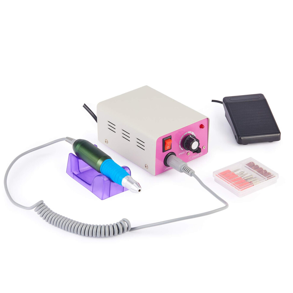 Electric Nail Drill for Acrylic Nails 25000RPM Professional Manicure File with 6 Bits for Home and Salon