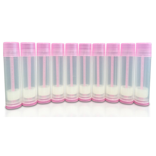 Empty Lip Balm Tubes Bulk 50 Pack Pink 5.5ml Refillable DIY Lip Balm Container Uniform Design