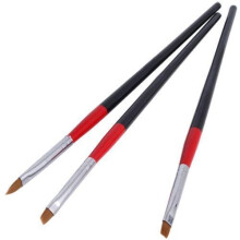 3 Piece Acrylic Nail Brush Set for UV Gel Builder, Ergonomic Grip, Smooth Precision Sculpting